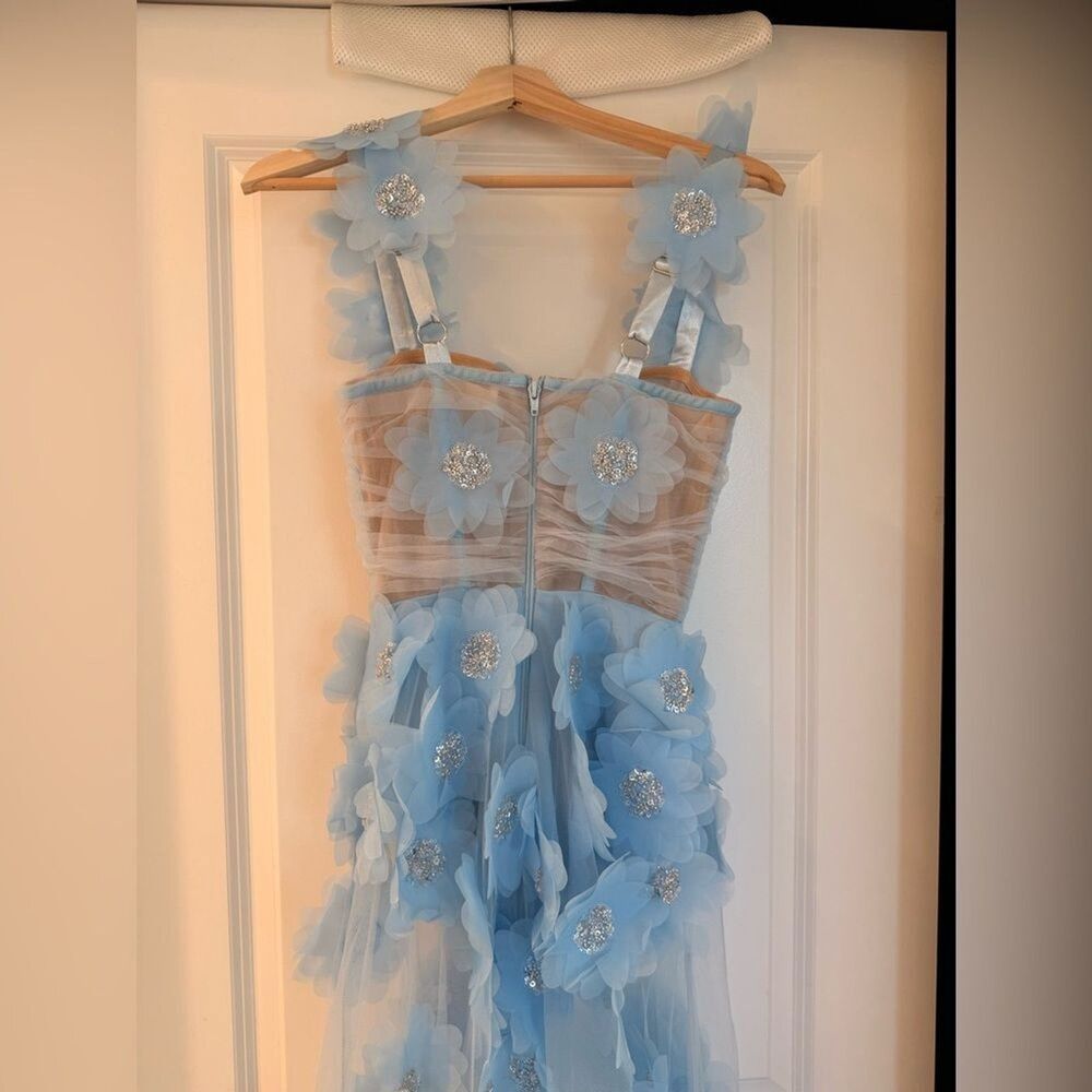 NWOT BRONX AND BANCO Rosalie Powder Blue Gown, wedding guest max dress - Picture 13 of 16